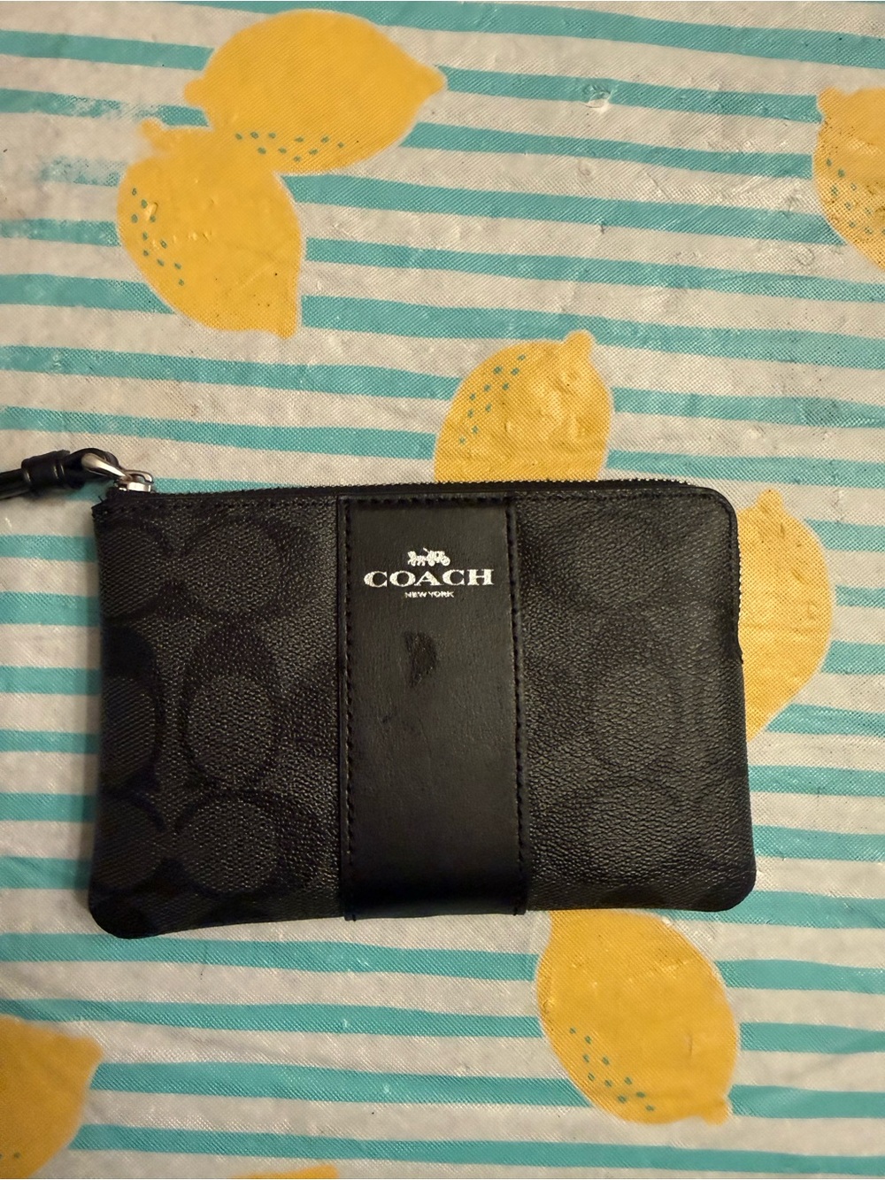 Used Authentic Coach Wristlet Black Monogram